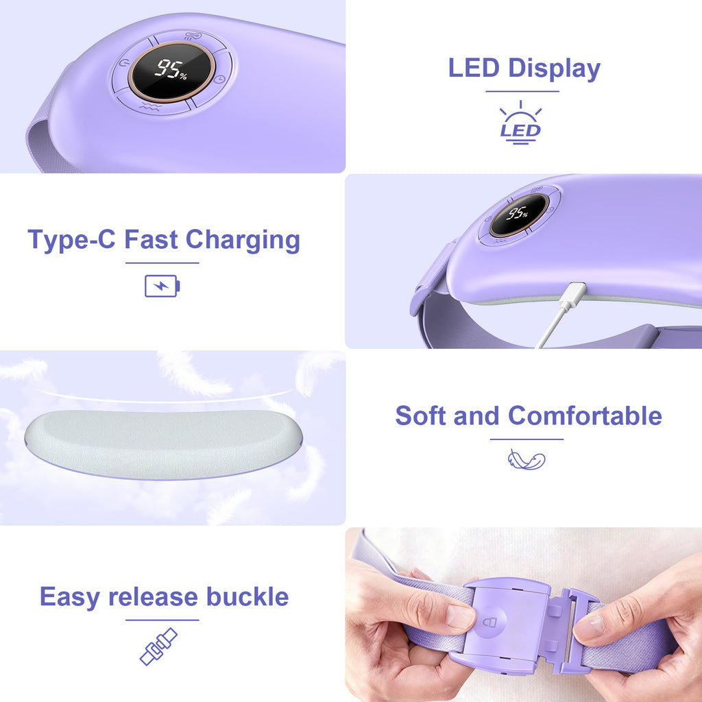 Heating Pad for Period Cramps, 3 Heat Levels and 3 Massage Modes, Portable Heating Pad for Menstrual Cramps Relief, Electric Heat Belt, Christmas Gifts for Women and Girl Stocking Stuffers(Purple) SZO Au supplements