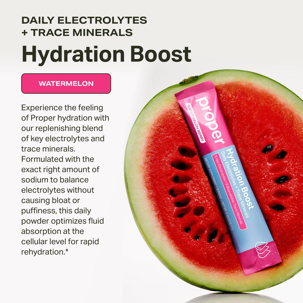 Proper Hydration Sticks – Electrolyte Powder Drink Mix Packets with Trace Minerals for Rapid Hydration – Naturally Flavored – No Artificial Sweeteners