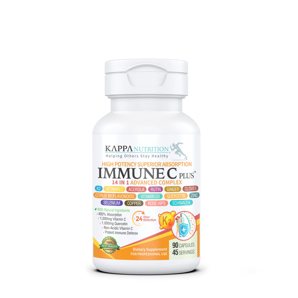 Quercetin 1,000mg, Vitamin C 1,000mg, Zinc 50mg, Vitamin D3 5,000iu, Selenium, Copper, Acerola, Ginger, Rutin, Bitter Orange, Rose Hips, Echinacea, Immune C Plus, 14 in 1 Immune C Plus (90 Count) KAPPA NUTRITION Au supplements