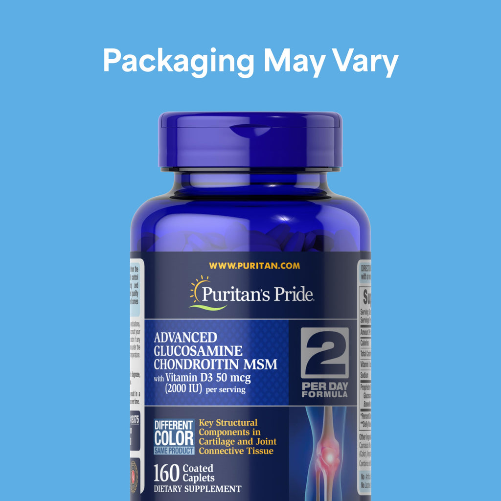 Puritan's Pride Advanced Glucosamine Chondroitin MSM with Vitamin D3 50mcg (2000 IU), Dietary Supplement for Joint Health