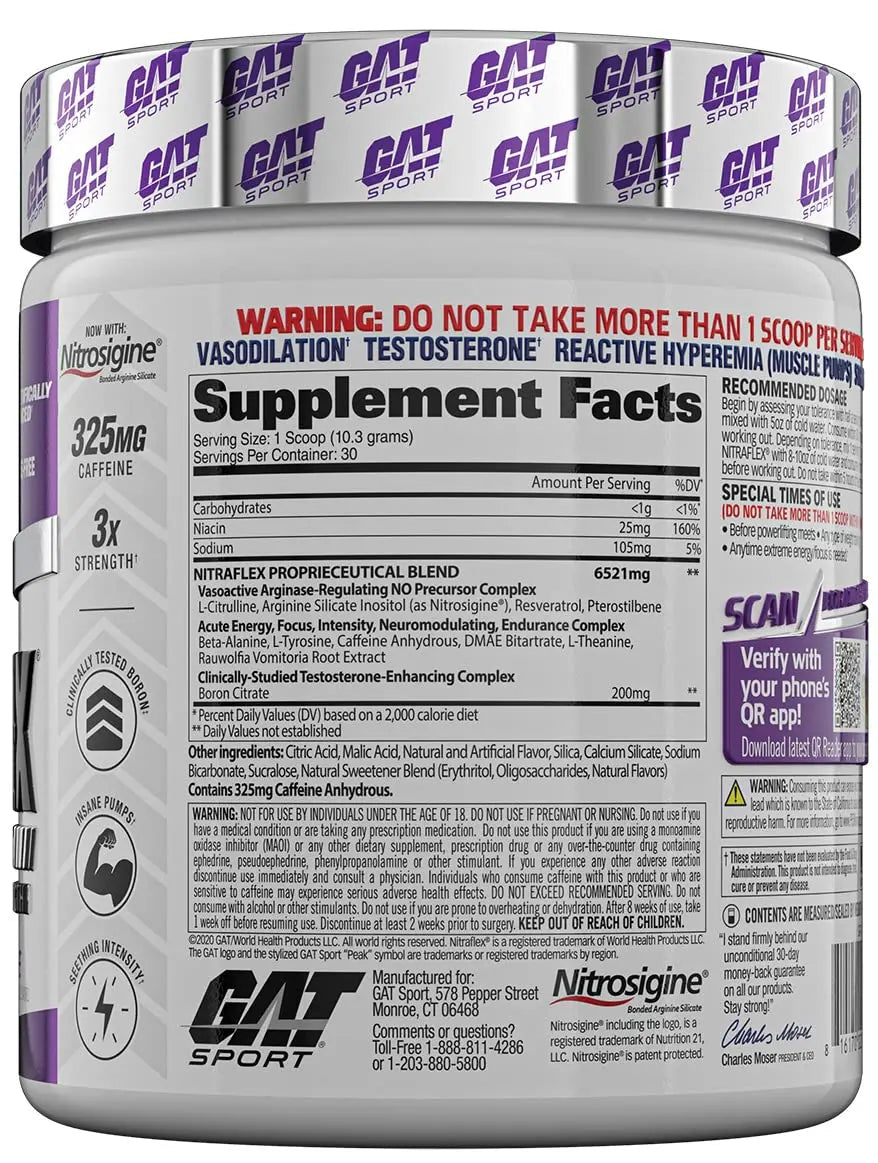 GAT SPORT, Nitraflex Advanced Pre-Workout Powder, Increases Blood Flow, Boosts Strength GAT SPORT Au supplements