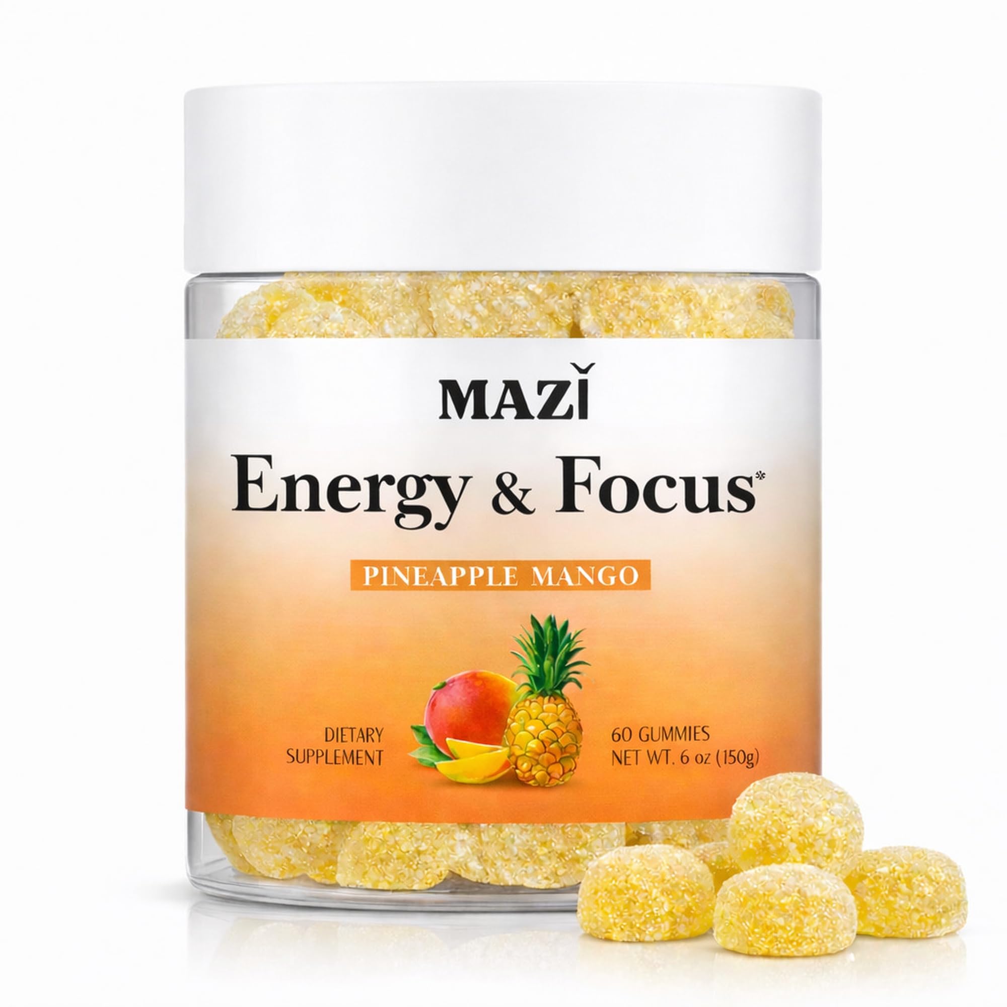 Energy & Focus Gummies | 100mg Natural Caffeine + L-Theanine + Vitamin B6 & B12 + CoQ10 | Nootropic Cognitive Brain Performance Supplement | No Crash or Jitters MAZI Au supplements