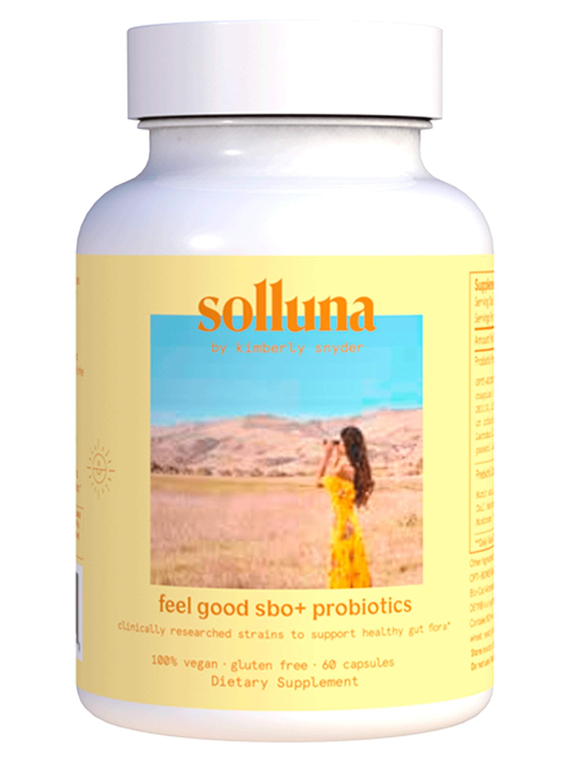 Feel Good SBO Probiotics — Soil Based Organisms (SBOs), Prebiotics, Postbiotics, Humic Acid, Shilajit, Chaga & Turkey Tail Mushroom for Digestion — Solluna by Kimberly Snyder (60CT) Vegan & Non-GMO Solluna by Kimberly Snyder Au supplements