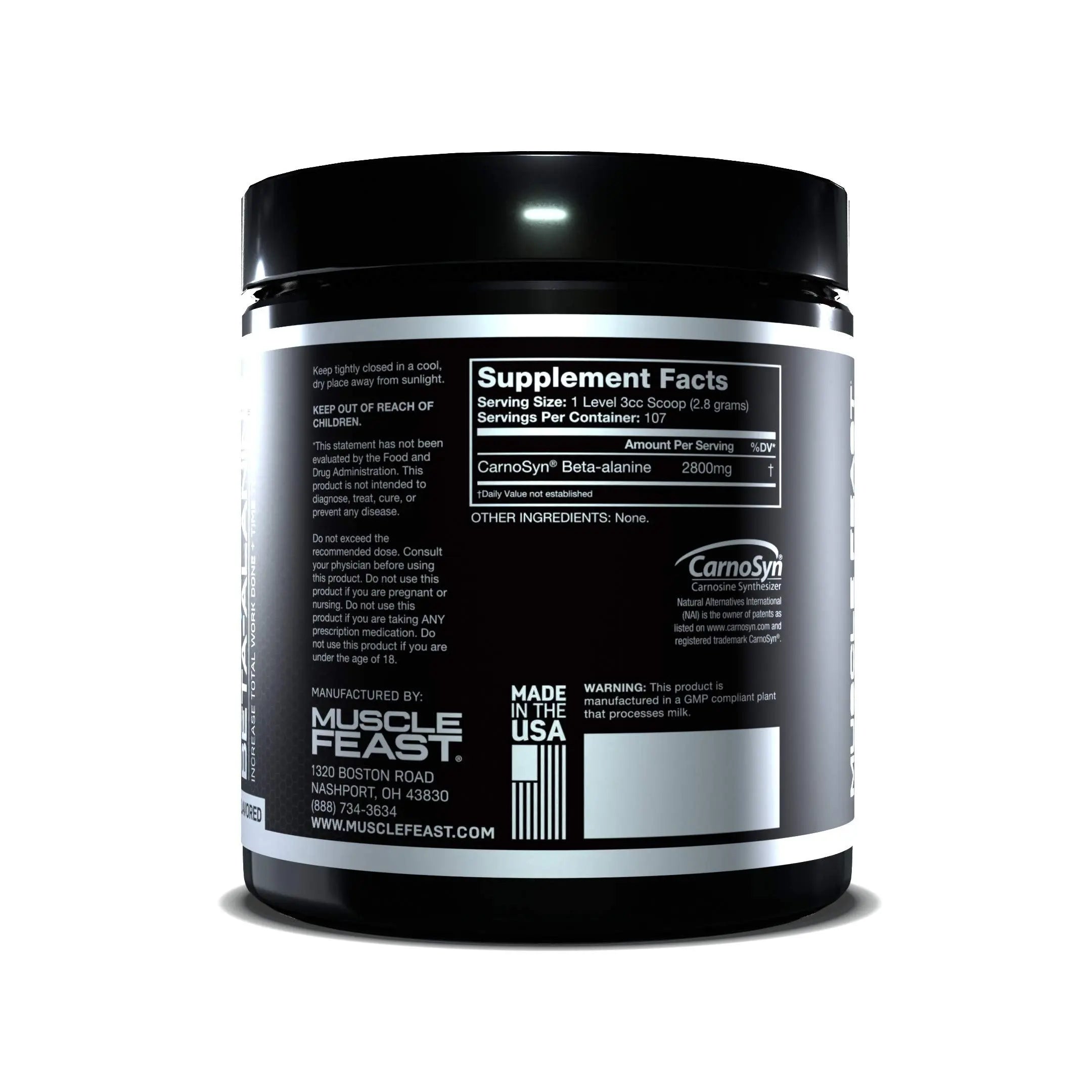Muscle Feast Beta Alanine Powder, Pure CarnoSyn, Unflavored, Keto, Increase Athletic Muscle Feast Au supplements