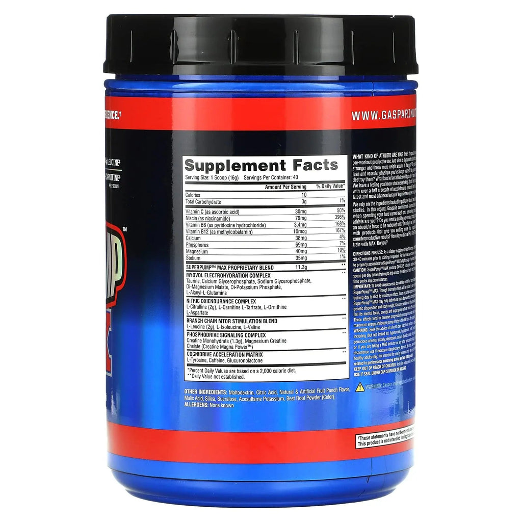 Gaspari Nutrition - SuperPump MAX - The Ultimate Pre Workout Powder, Sustained Energy Gaspari Nutrition Au supplements