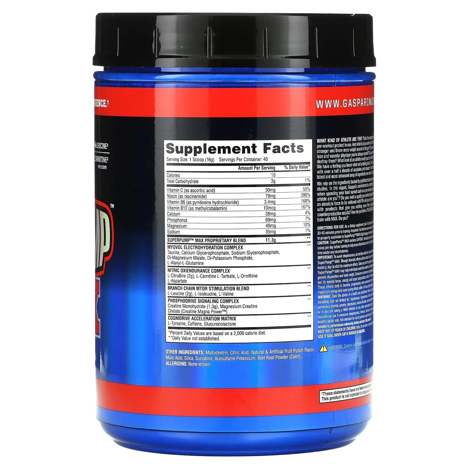 Gaspari Nutrition - SuperPump MAX - The Ultimate Pre Workout Powder, Sustained Energy Gaspari Nutrition Au supplements