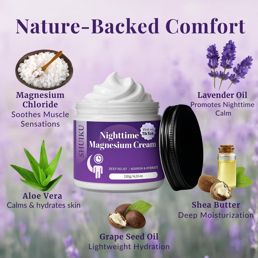 Magnesium Lotion for Sleep & Calm, Topical Magnesium Cream for Relaxation, Nightly Calm, Better Sleep, and for Leg Cramps & Pain SHUIKU Au supplements