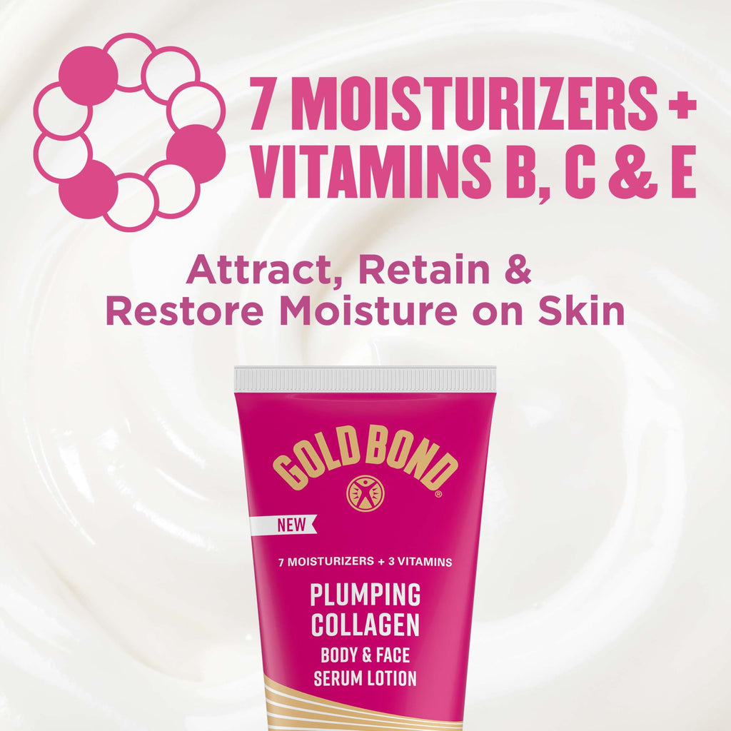 Gold Bond Plumping Collagen Body & Face Serum Lotion, Lightweight Hydrating Moisturizer with Collagen Peptide Complex