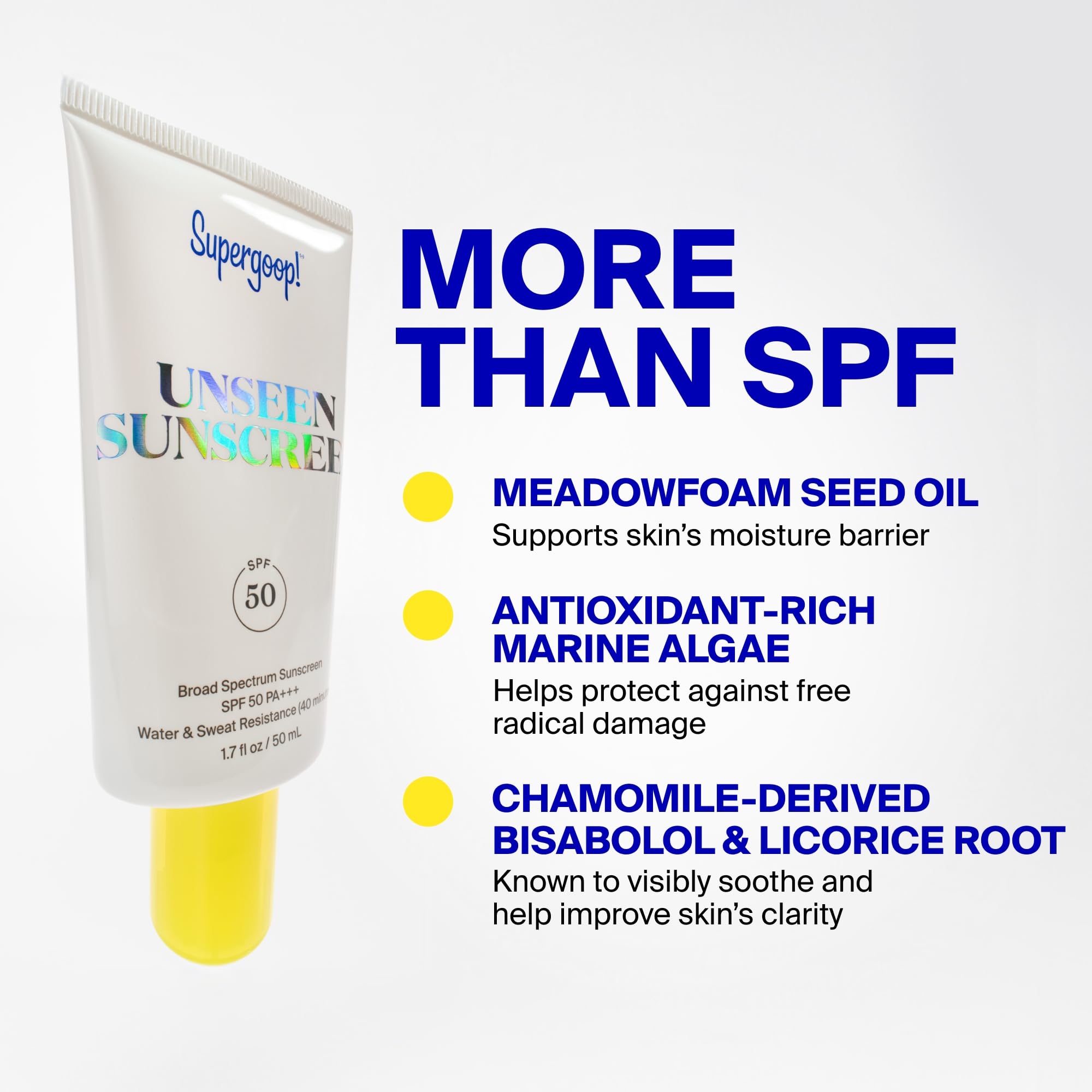 Supergoop! Unseen Sunscreen - SPF 50 - Clear & Invisible Face Sunscreen + Broad Spectrum + Makeup-Gripping Primer