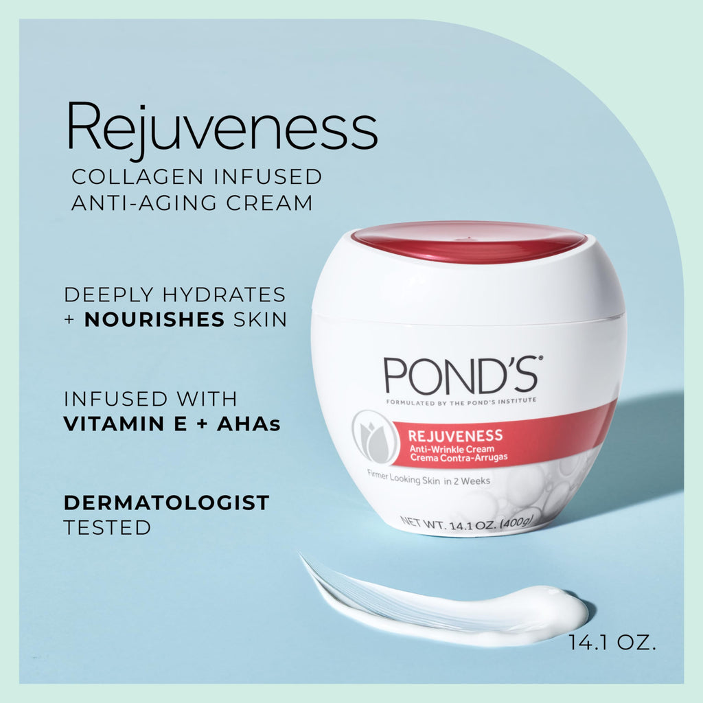 POND’S Rejuveness Face Cream – Anti-Aging Face Moisturizer with AHA’s, Vitamin E & Collagen – Daily Wrinkle Cream for Women