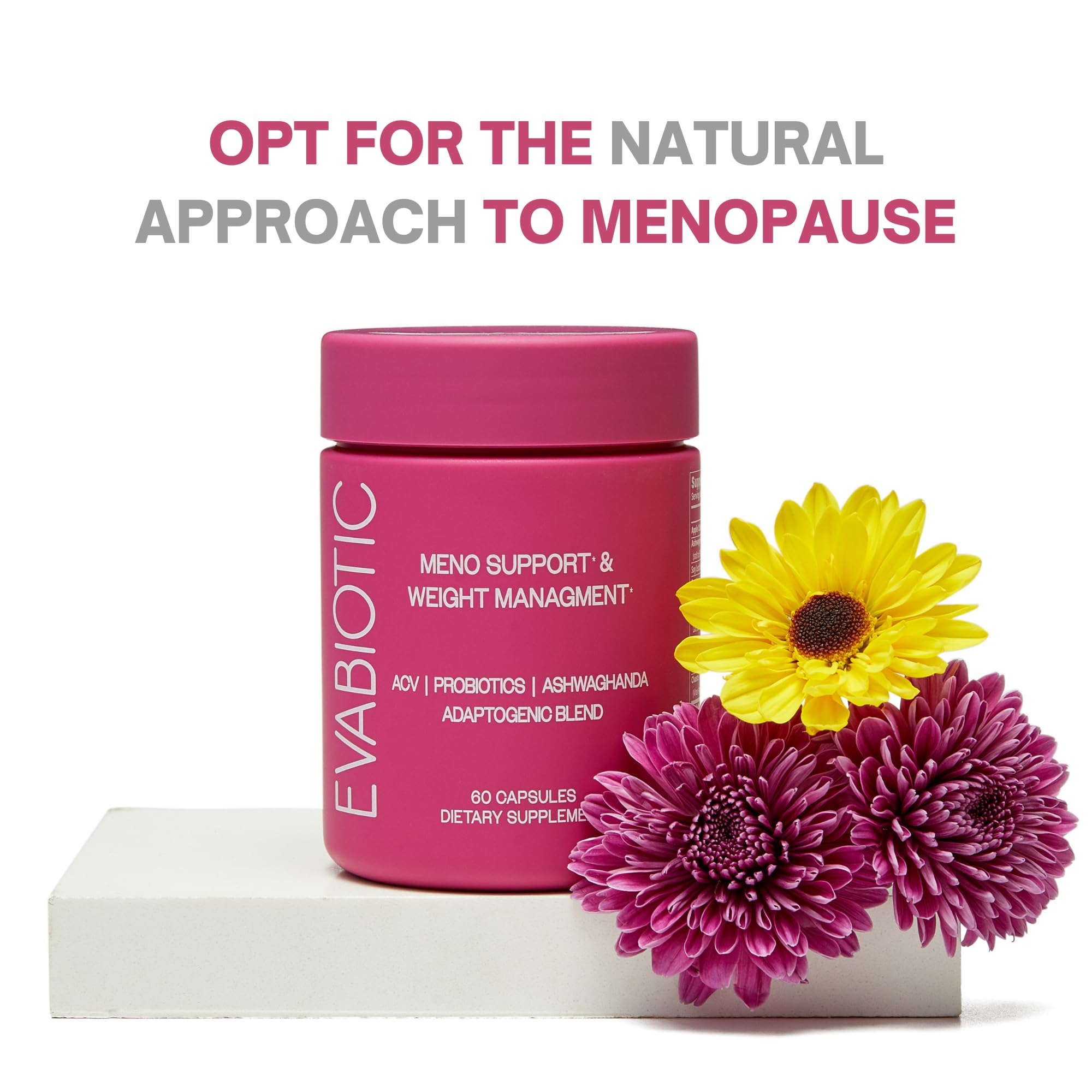 Complete Menopause Vitamins - Ashwaghanda, Probiotics, ACV for Weight Management, Hot Flashes, Night Sweats, Bloat, Hormone Balance - Vegan 60 Caps Menopause Supplements for Women Non-GMO EVABIOTIC Au supplements