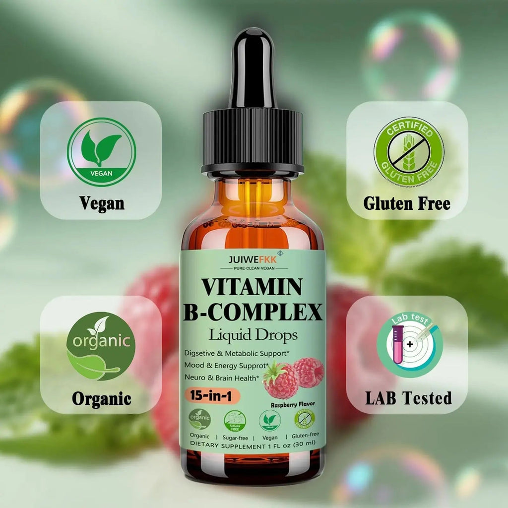 Vitamin B Complex Liquid Drops for Women Men & Kids, 15-in-1 VIT B Complex with Vitamin C B12 B6 B1 Niacin Folate Magnesium JUIWEFKK Au supplements
