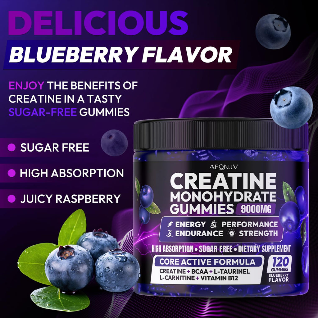 AEQNJV Creatine Gummies Monohydrate Complex for Men & Women, 9000MG Creatine Pre-Workout Supplement Enhance Muscle Strength Recovery Cognitive Health & Memory, 120 Gummies Sugar Free Vegan Non-GMO AEQNJV Au supplements