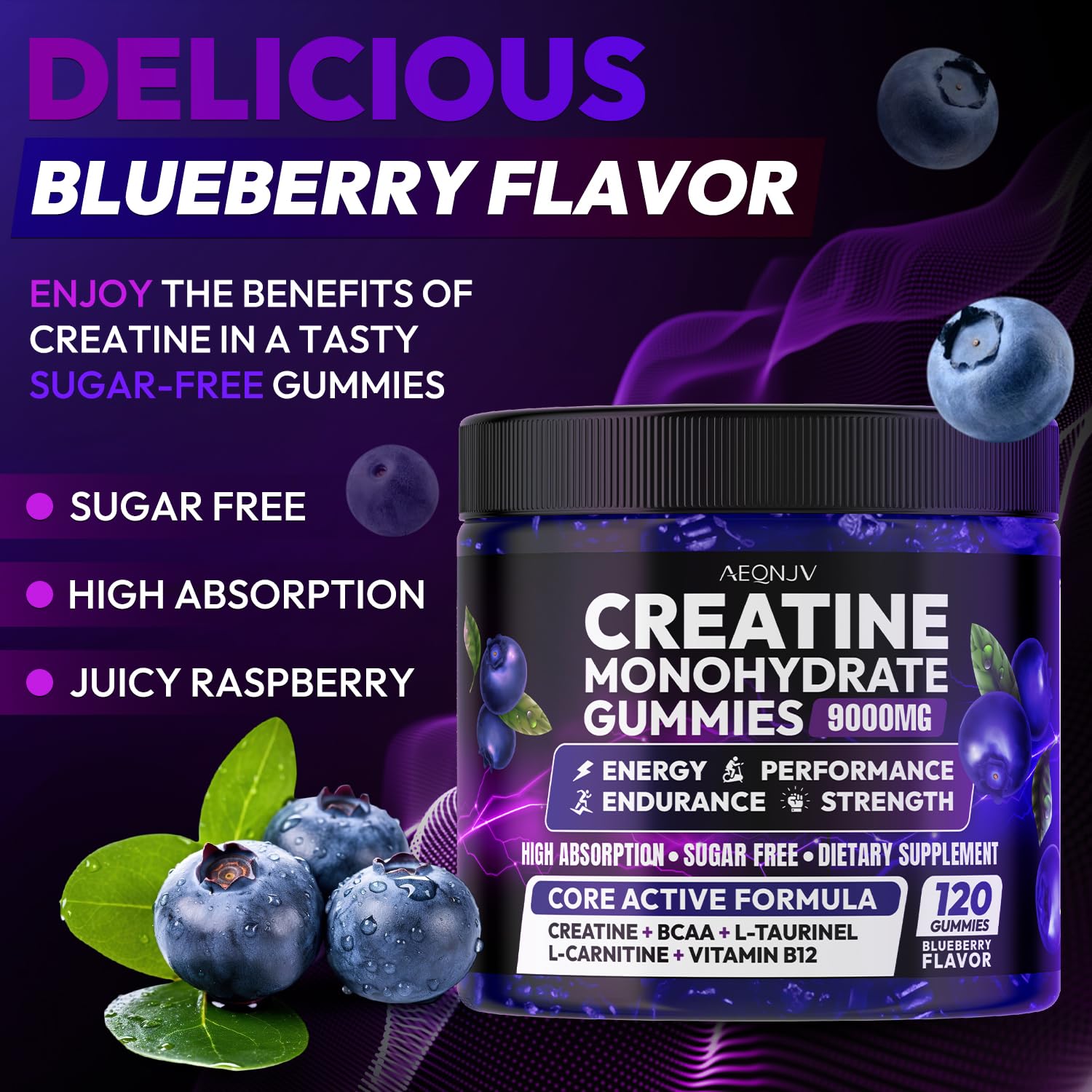 AEQNJV Creatine Gummies Monohydrate Complex for Men & Women, 9000MG Creatine Pre-Workout Supplement Enhance Muscle Strength Recovery Cognitive Health & Memory, 120 Gummies Sugar Free Vegan Non-GMO AEQNJV Au supplements