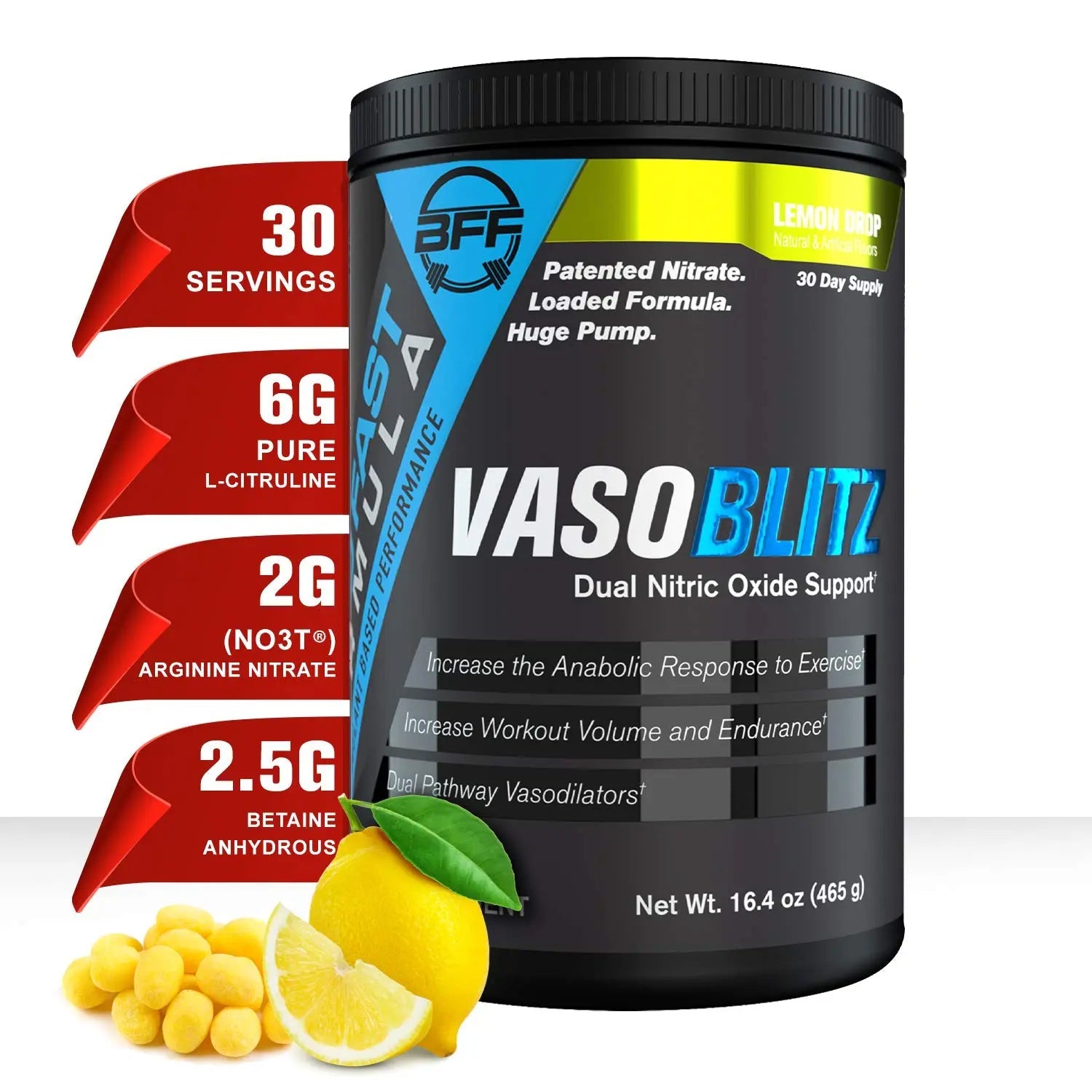 VASOBLITZ Award Winning Dual Nitric Oxide Pre Workout with NO3T Arginine Nitrate BFF Build Fast Formula Au supplements