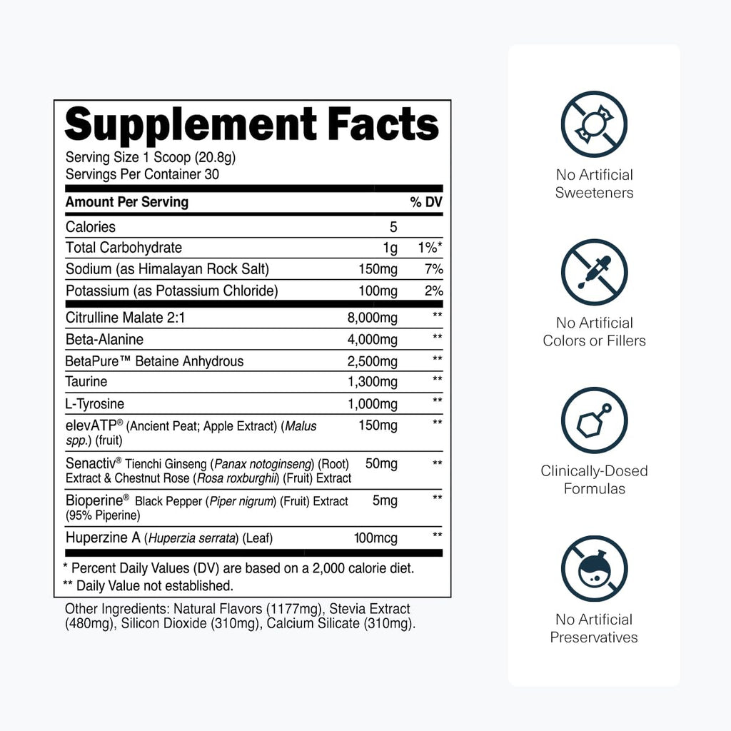 Transparent Labs Stim-Free Pre-Workout - Caffeine & Stim Free Pre Workout Powder for Men and Women with Beta Alanine Powder, Citrulline Malate, & elevATP - 30 Servings, Strawberry Lemonade