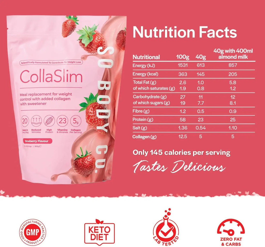CollaSlim, Meal Replacement Shake with Added Collagen, Vitamins and Minerals, 800g So Body Co Au supplements
