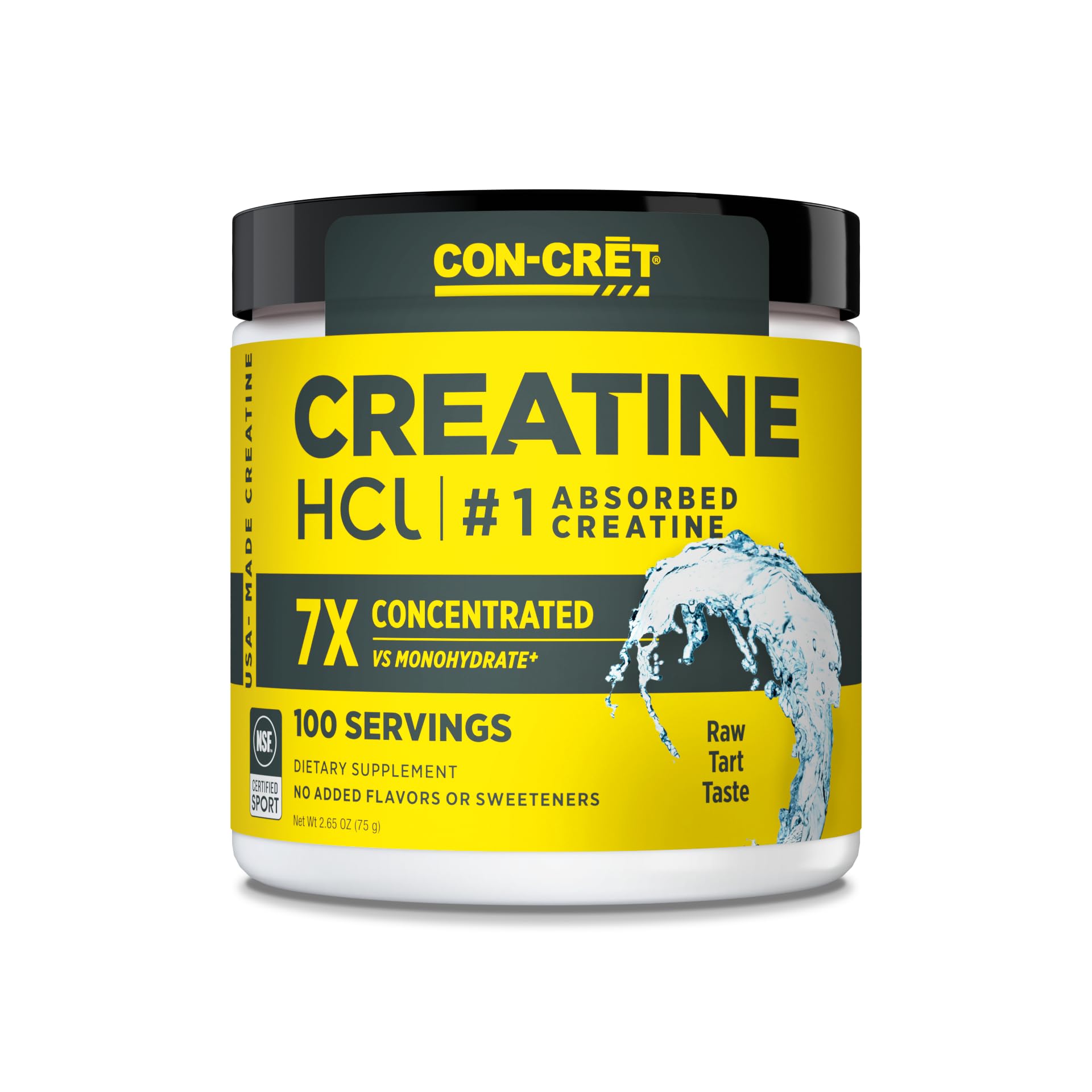 CON-CRET Creatine HCl Powder | Muscle, Cognitive, Cellular Energy Support | No Bloating or Cramps
