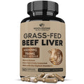 Wholesome Wellness Grass Fed Desiccated Beef Liver Capsules (180 Pills, 750mg Each) - Natural Iron, Vitamin A, B12 for Energy - Raised Undefatted in New Zealand