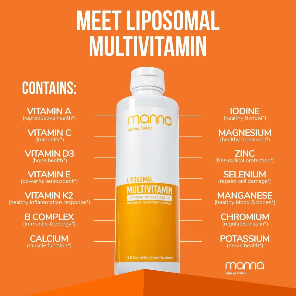 Manna Vitamins Evolved Liposomal Multivitamin - Daily Multivitamin Provides 20 Vitamins and Minerals - Multivitamins for Men and Women Manna Vitamins Evolved Au supplements