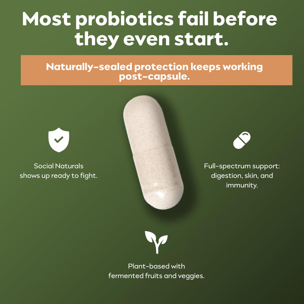 Social Naturals Daily Probiotic | 20 Billion CFU | Multi-Strain with Prebiotic + Postbiotic | Gut Health & Digestion Support | Vegan | 30 Capsules Social Naturals Au supplements