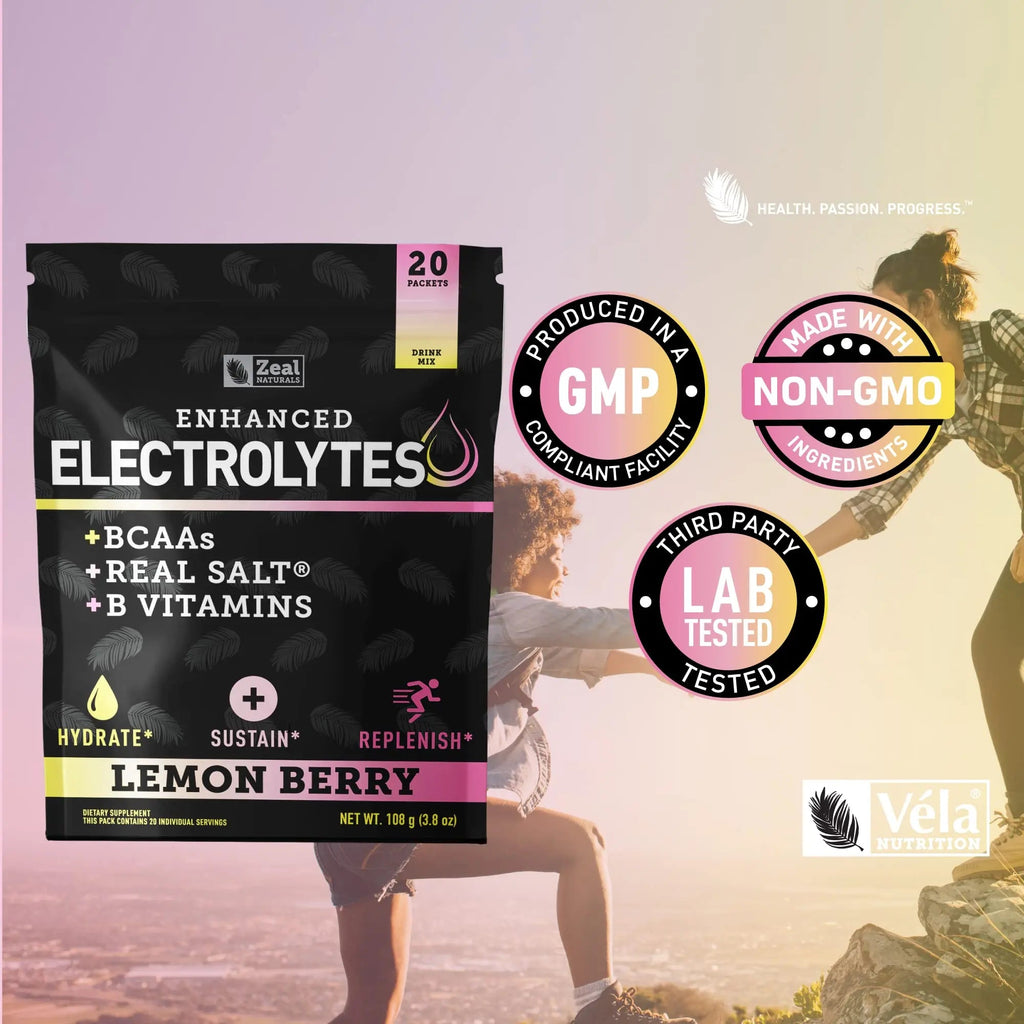 Enhanced Powder Stick Packs (Lemon Berry - 20 Packets) Sugar Free + BCAA B-Vitamins Zeal Naturals Au supplements