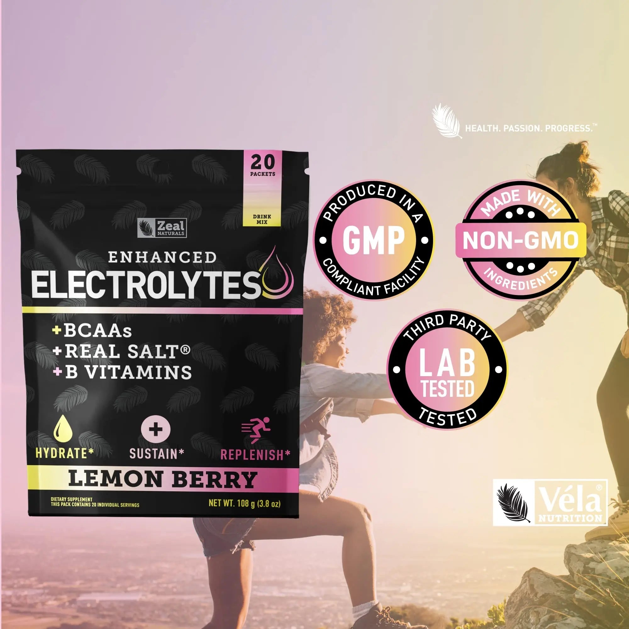 Enhanced Powder Stick Packs (Lemon Berry - 20 Packets) Sugar Free + BCAA B-Vitamins Zeal Naturals Au supplements