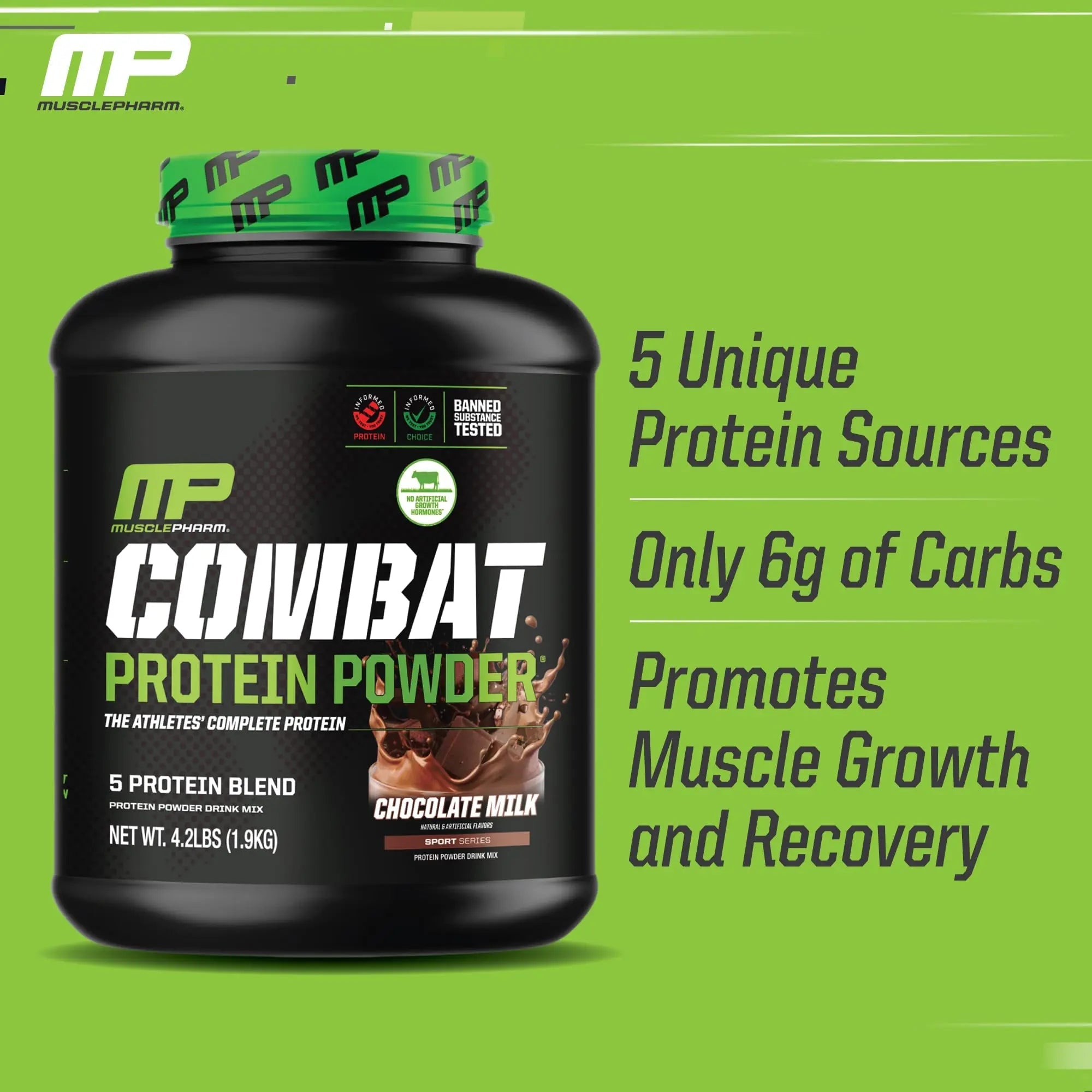 MusclePharm Combat Protein Powder, Chocolate Milk - 4 lb - Gluten Free - 52 Servings Muscle Pharm Au supplements