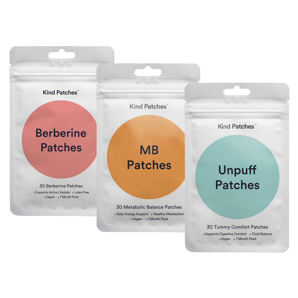 Kind Patches Trio - Unpuff, MB, and Berberine Patches - Vegan, Cruelty Free, Latex Free - 3 Pack, 90 Count