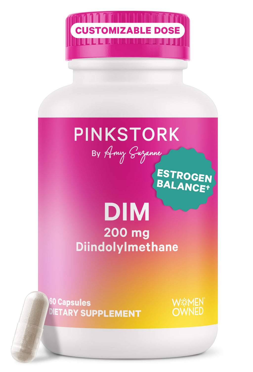Pink Stork DIM Supplement for Women - Estrogen and Hormone Balance for Menopause, Perimenopause & PMS - DIM 200 mg Plus BioPerine for Mood Support - 60 Day Supply Pink Stork Au supplements