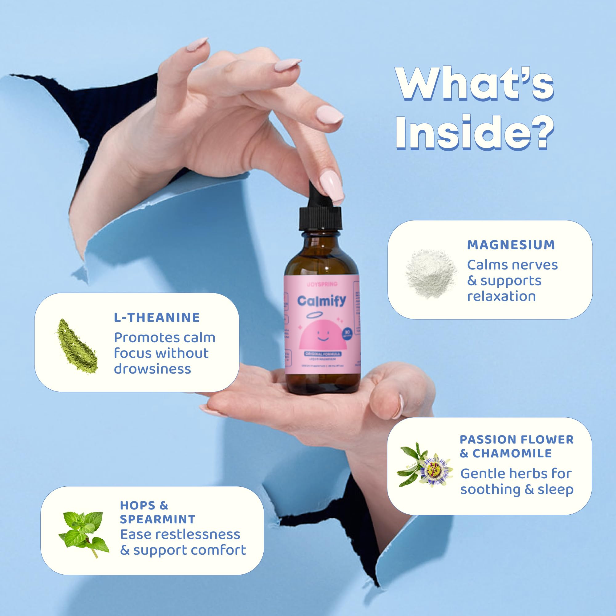 JoySpring Calmify Magnesium Citrate Liquid for Kids - Sugar-Free, Gluten-Free Calming Supplement with Chamomile