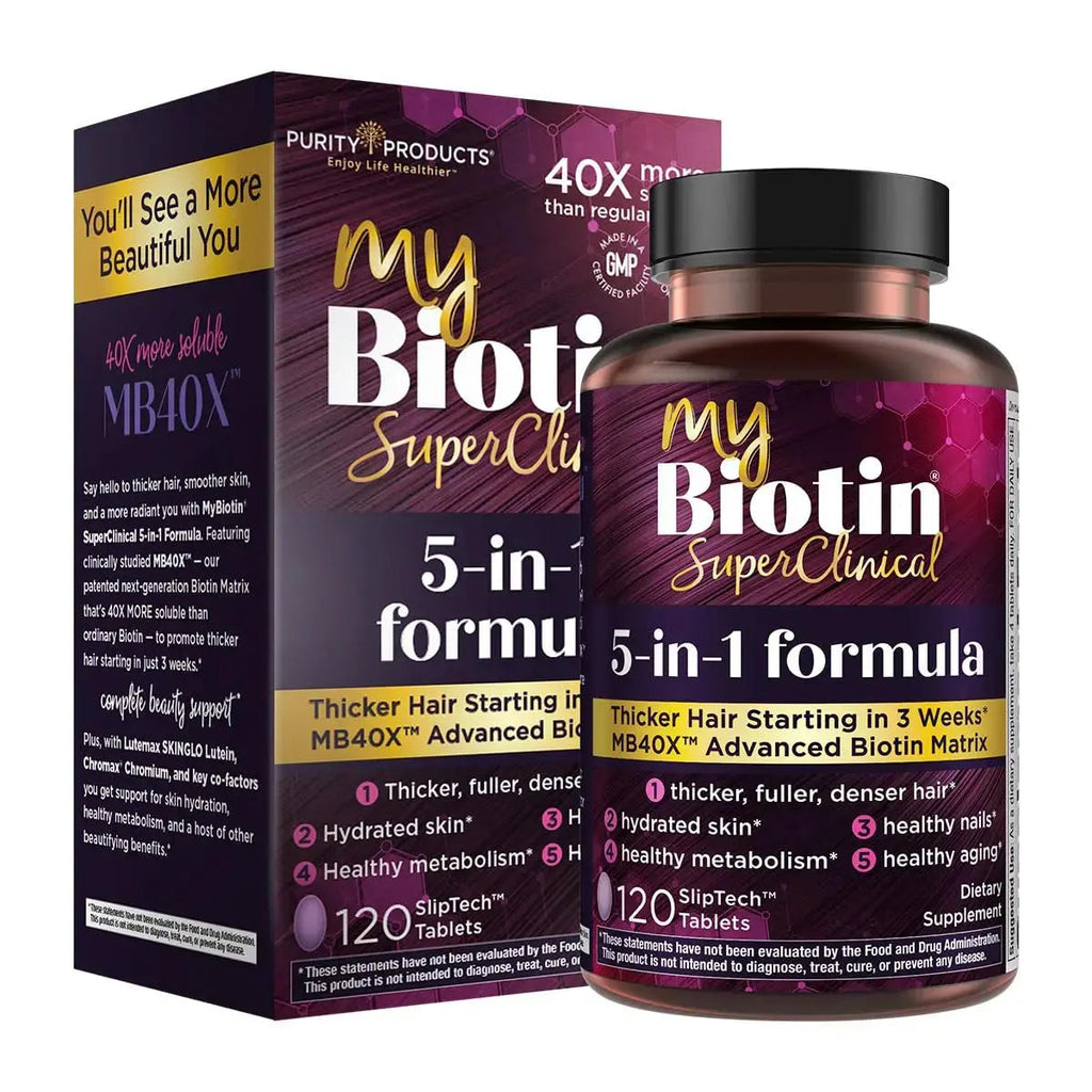 Purity Products MyBiotin SuperClinical New 5-in-1 Elite Multivitamin + MB40X Biotin Matrix Daily Multi - Thicker Hair Starting in 3 Weeks Purity Products Au supplements