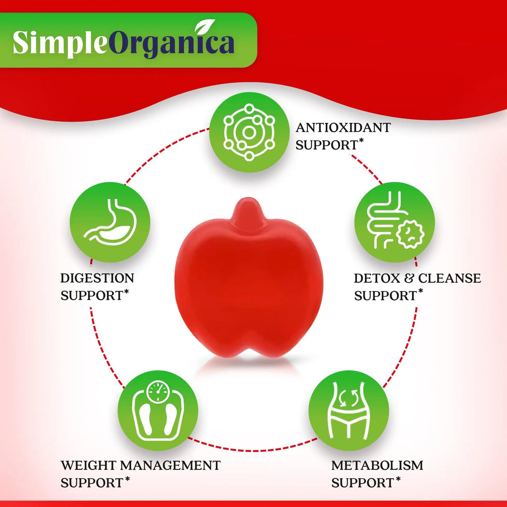 USDA Organic Apple Cider Vinegar Gummies with The Mother. AVC Keto Gummy Vitamins Simple Organica Au supplements