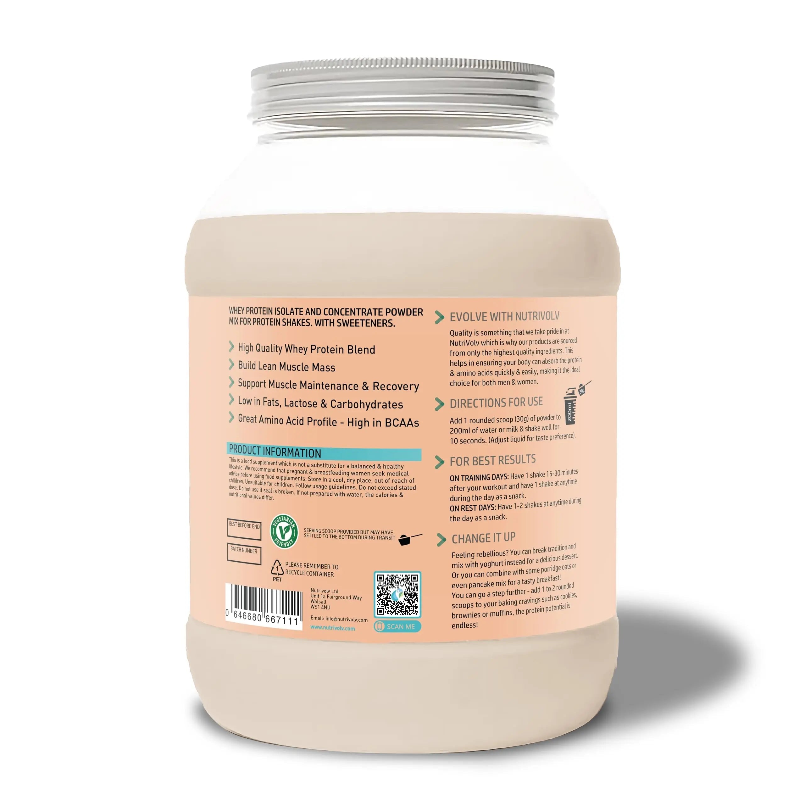 NutriVolv Whey Protein Isolate & Concentrate Powder | Milk Chocolate Flavour 900g NutriVolv Au supplements