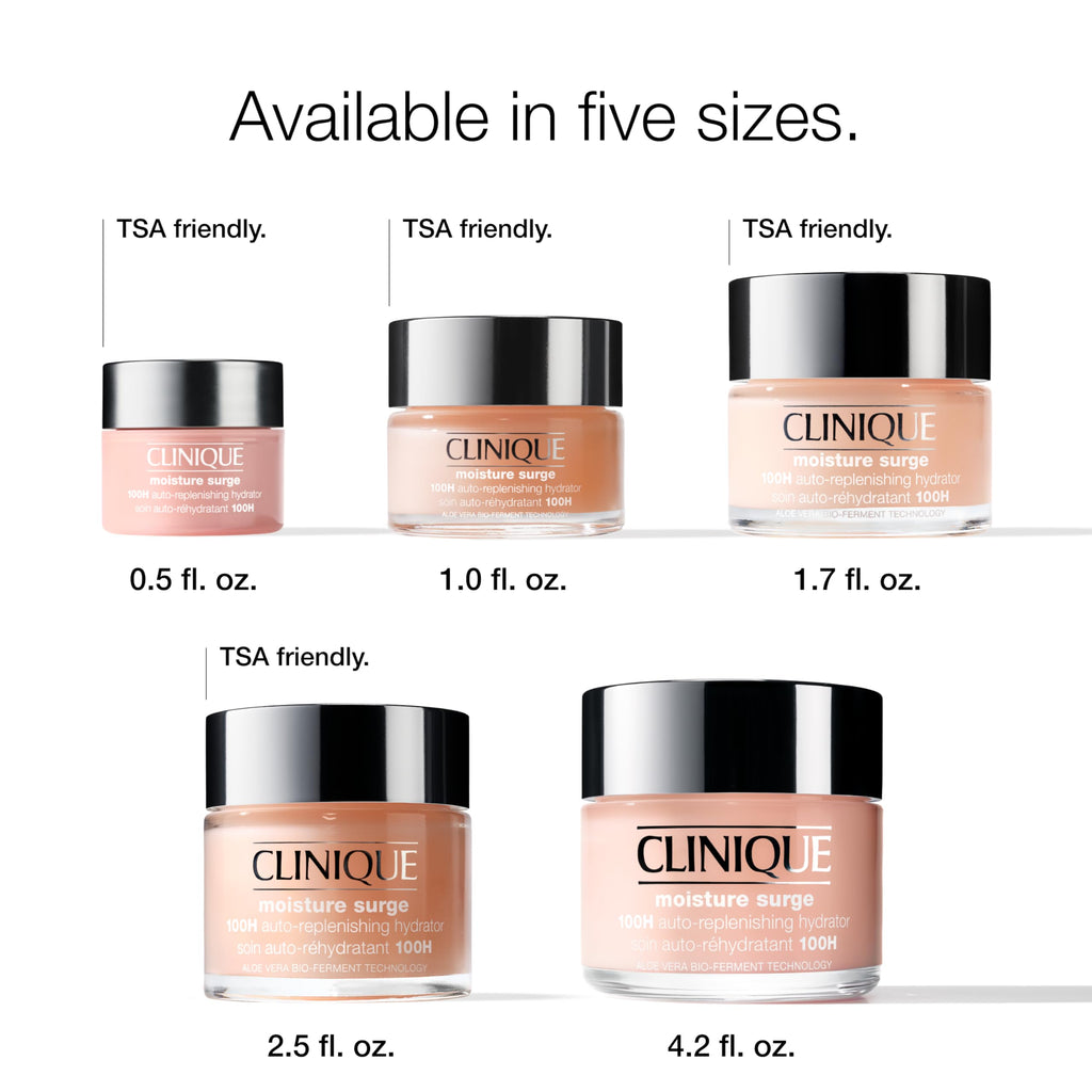 Clinique Moisture Surge 100H Auto-Replenishing Hydrator Oil Free Face Moisturizer | With Hyaluronic Acid, Aloe Bioferment and Vitamins C + E