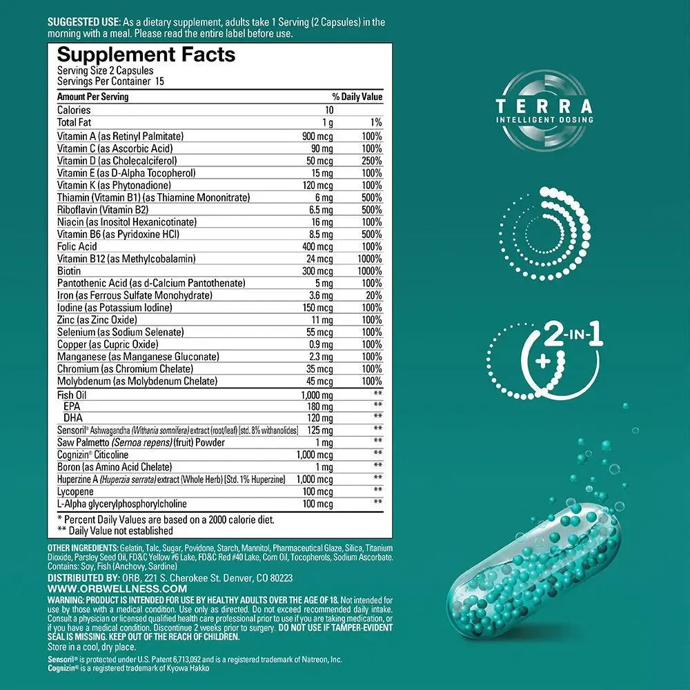 ORB Men’S MULTIVITAMIN + Fish Oil – A Complete Multi + Fish Oil |Heart Health Support, Antioxidant Support, Supports a Positive Mood Orb Wellness Au supplements