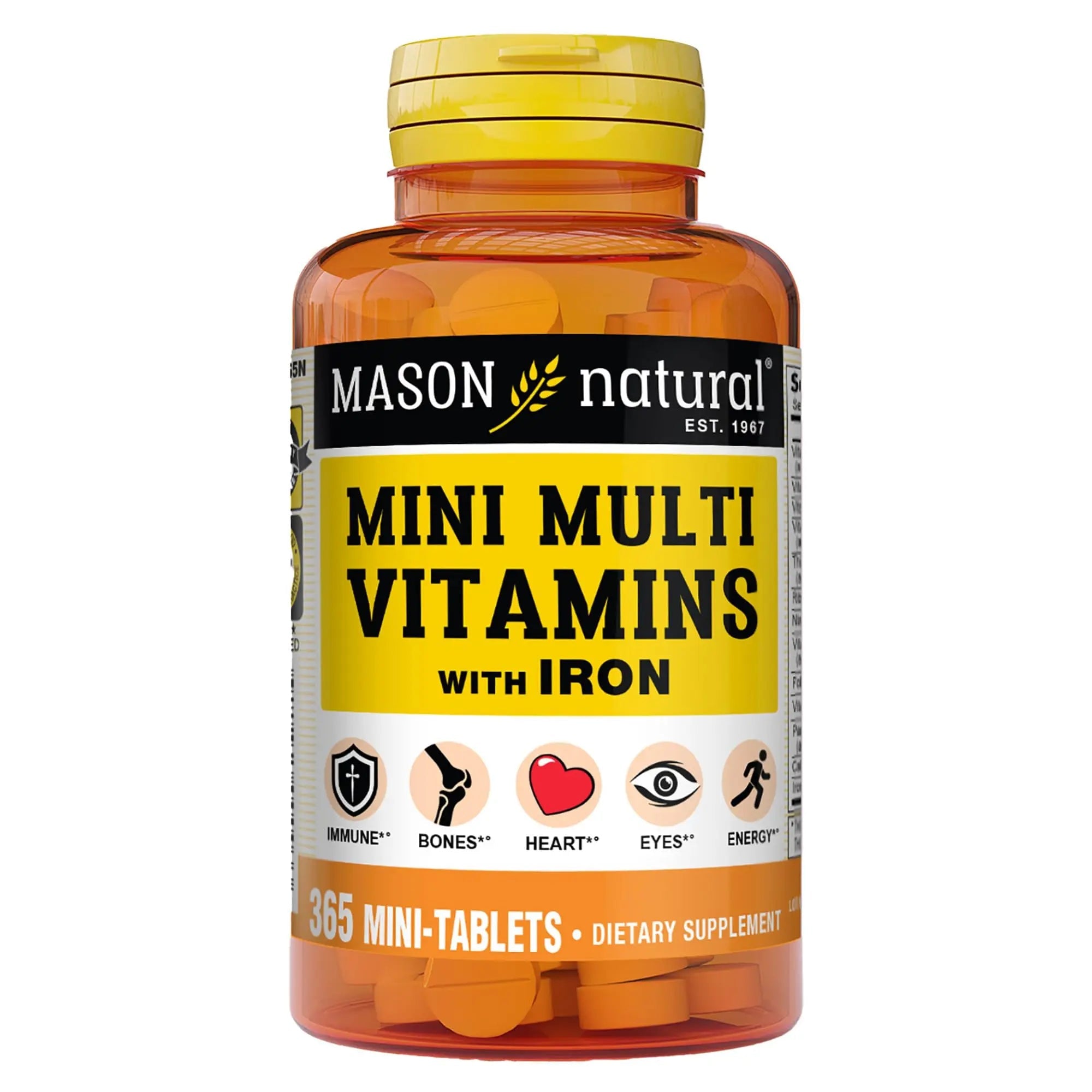MASON NATURAL Mini Multi Vitamins with Iron, Vitamins A, C, D, E, B1, B2, B3, B6, B12, Folate and Calcium for Overall Health MASON NATURAL Au supplements