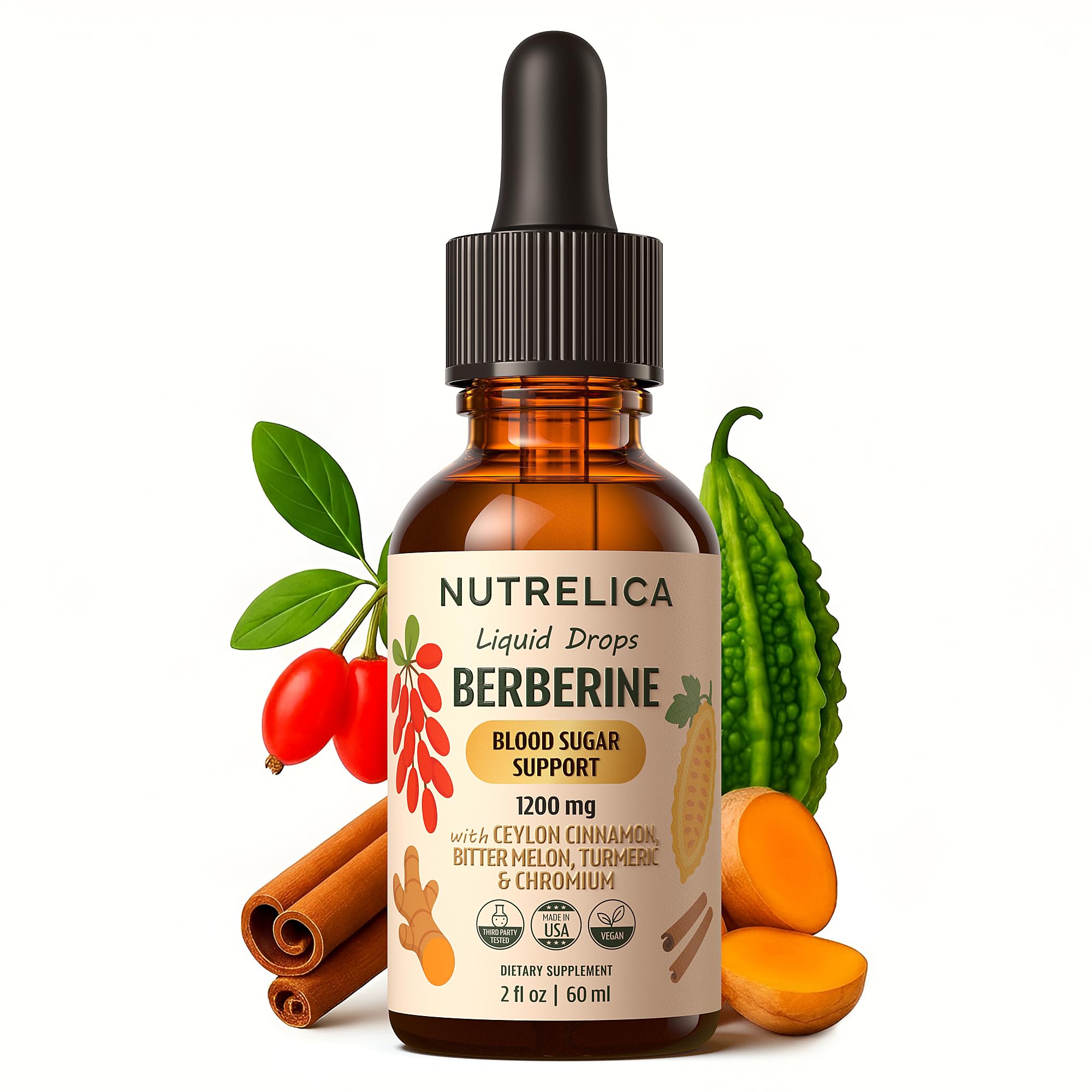 Berberine with Ceylon Cinnamon, Bitter Melon, Turmeric & Chromium – Blood Sugar Balance & Glucose Metabolism