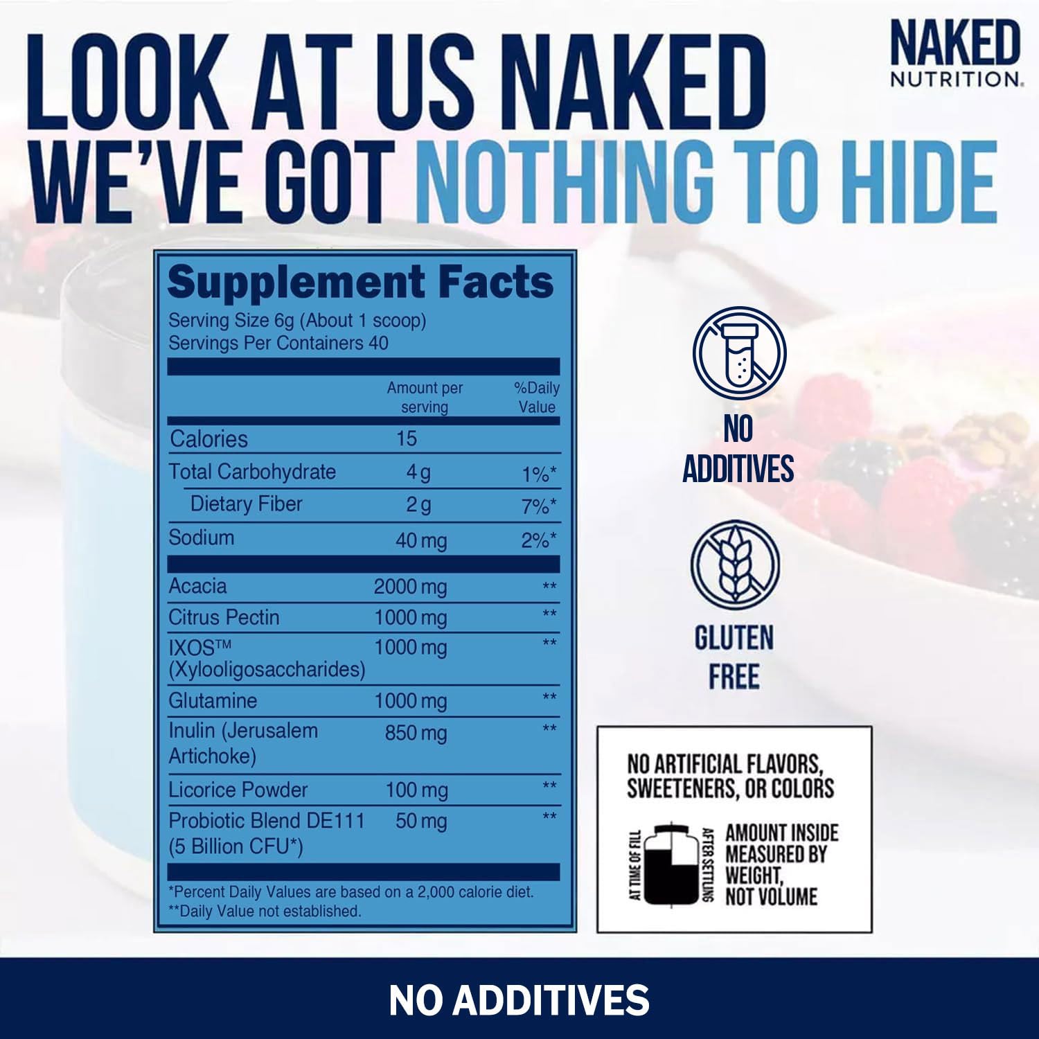 NAKED Gut - Daily Gut Health Supplement - Natural Gut Health Powder for Gut Cleanse, Digestive Support, GMO-Free, Soy-Free, Gluten-Free,
