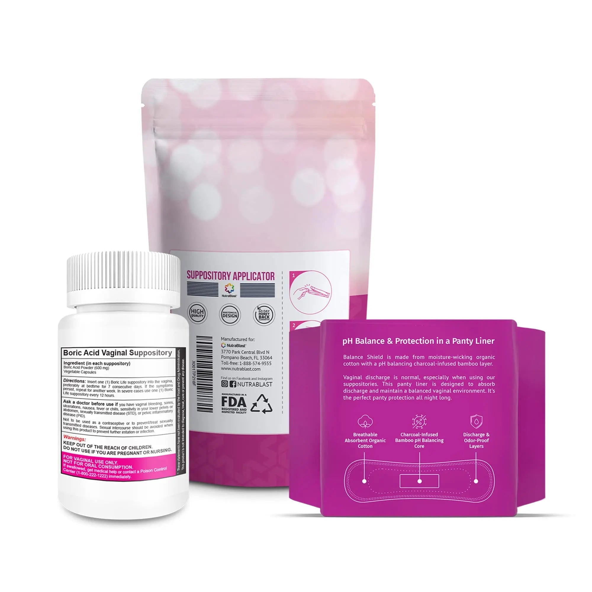 NutraBlast Boric Acid Vaginal Suppositories 600mg (30 Count) w/Disposable Vaginal Applicators NutraBlast Au supplements