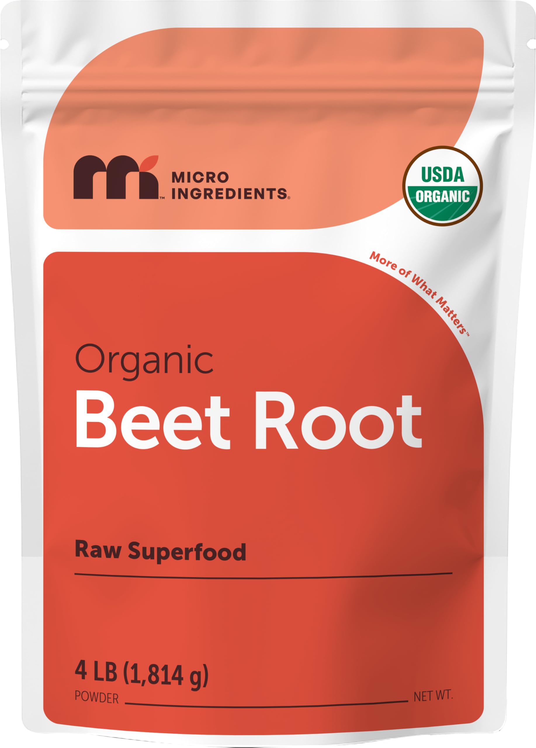 Micro Ingredients Organic Beet Root Powder, 4 Pounds | Cold Pressed, Water Soluble, High Concentrated Raw Beetroot Supplement | Natural Nitric Oxide Superfood Drink Mix