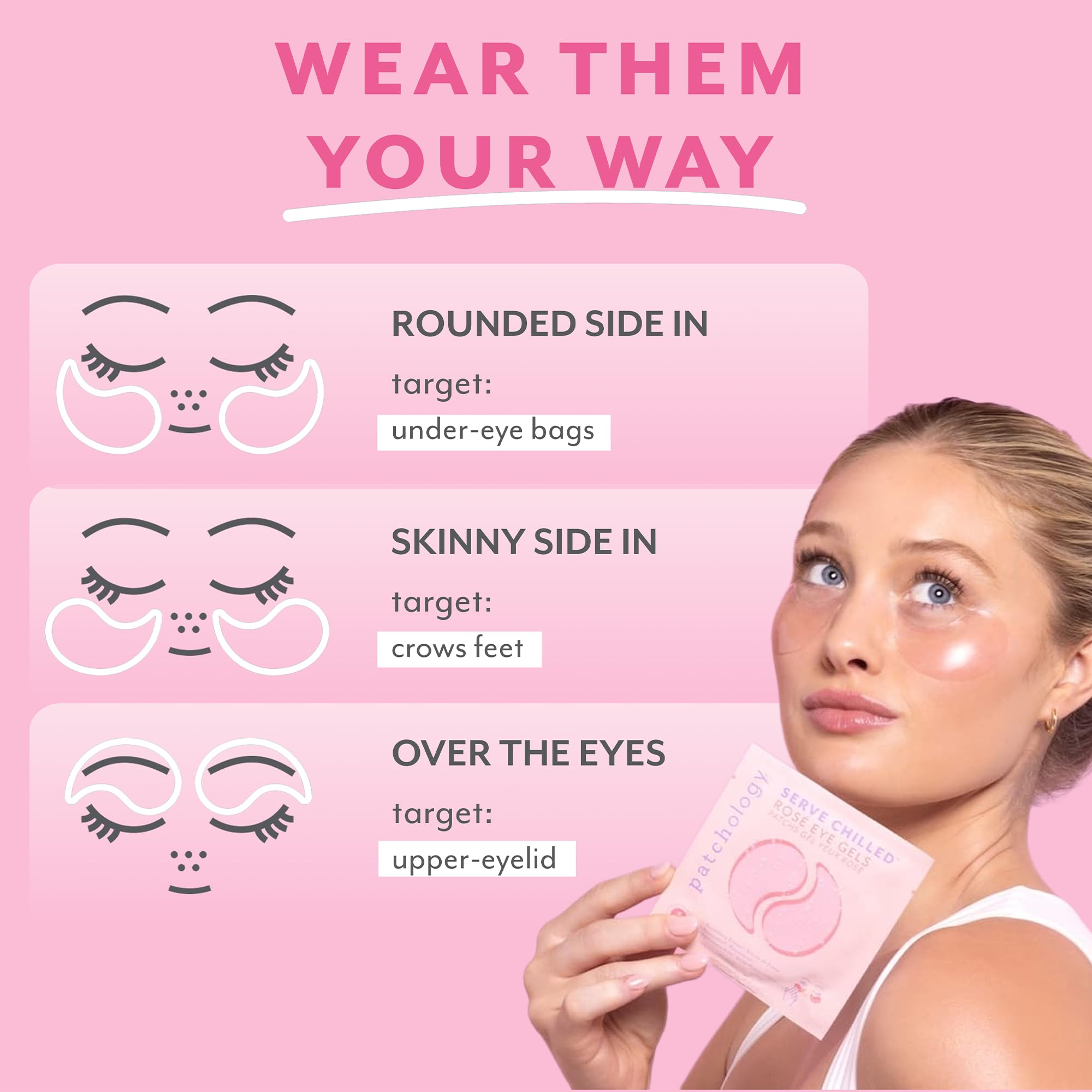 Patchology Serve Chilled Rosé Hydrating Under Eye Patches – Hyaluronic Acid & Antioxidant-Infused Eye Masks to Reduce Dark Circles