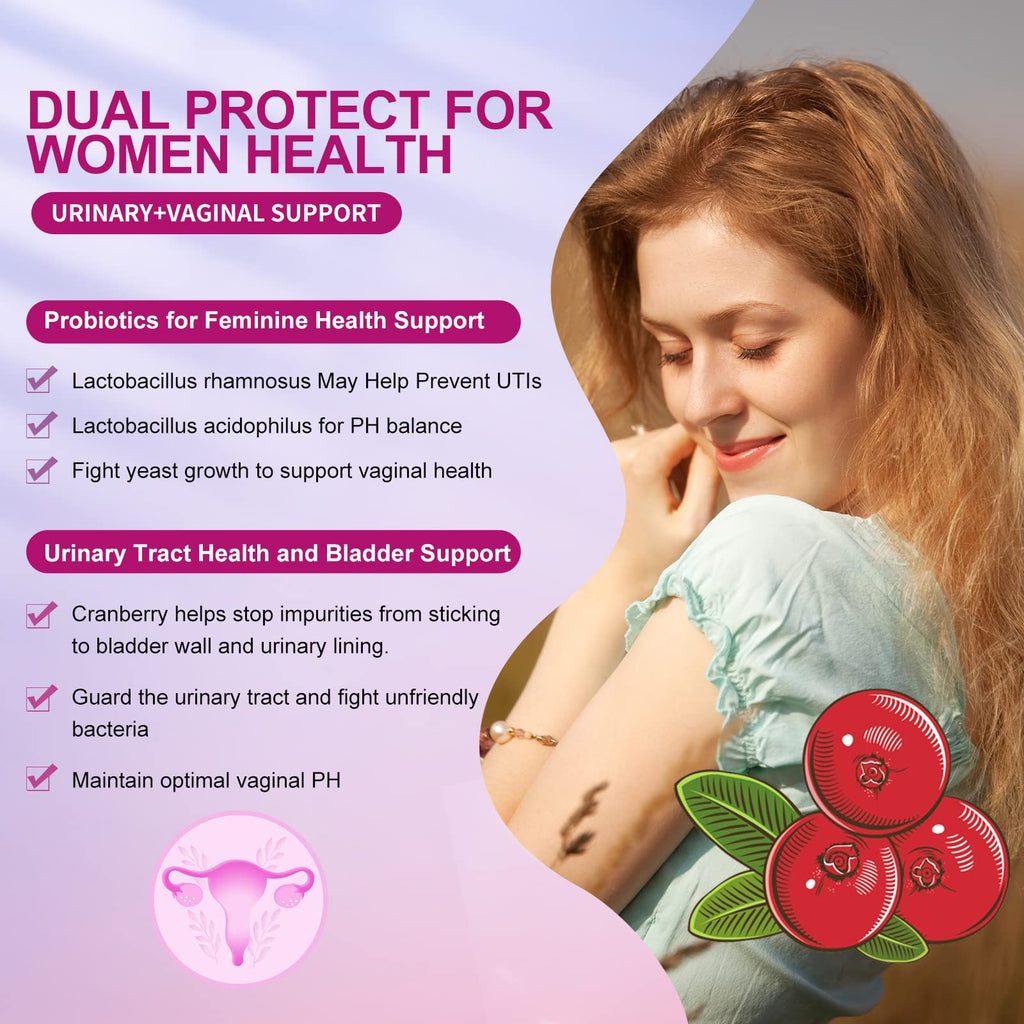 OMOGS Women's Probiotic, with Cranberry Extract, Organic Prebiotics & Vitamin C, 90 Billion CFUs,18 Strains, Help for Boost Immune, Digestive, Gut Health & Women's Health