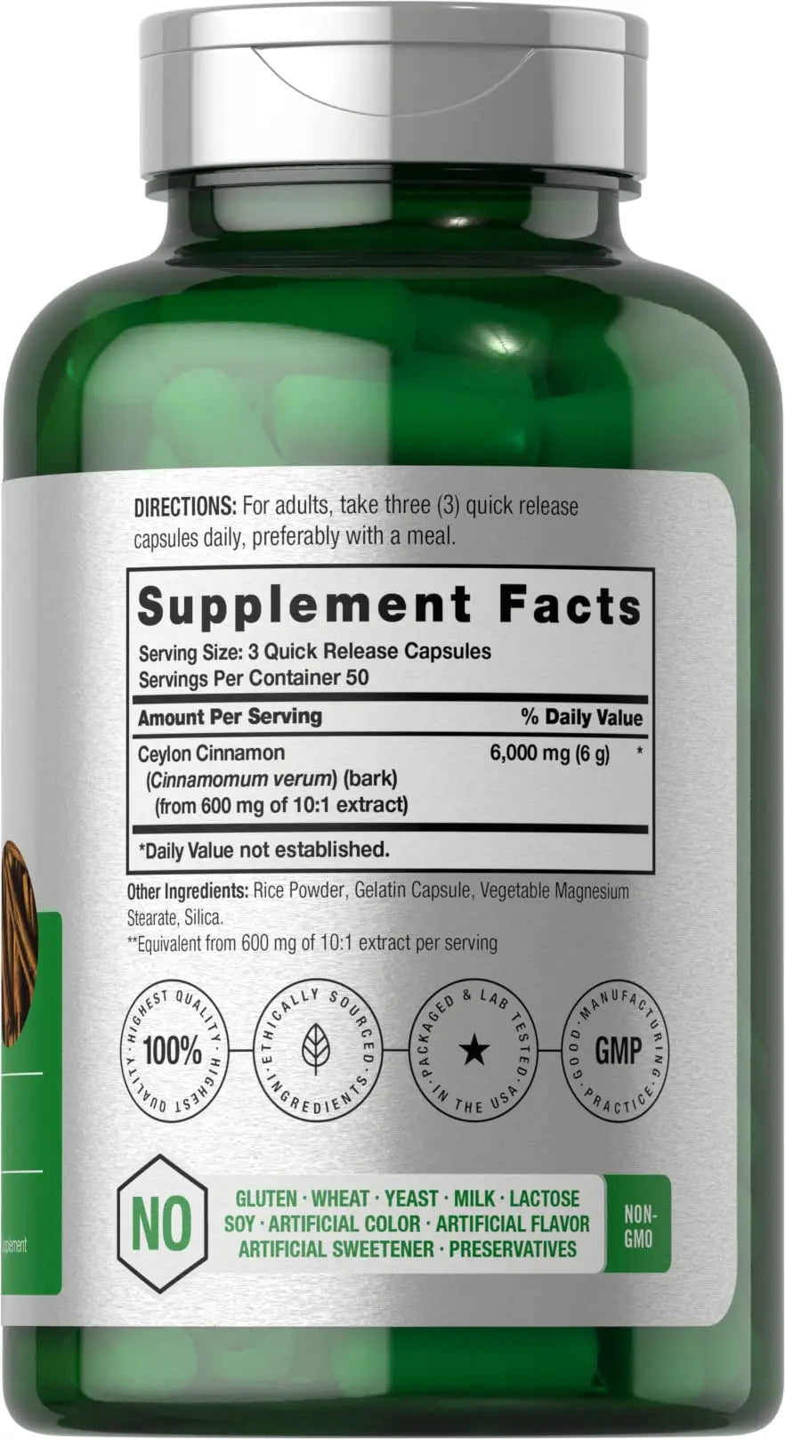 Ceylon Cinnamon Capsules | 6000 mg | 150 Count | Non-GMO & Gluten Free Supplement Horbäach Au supplements