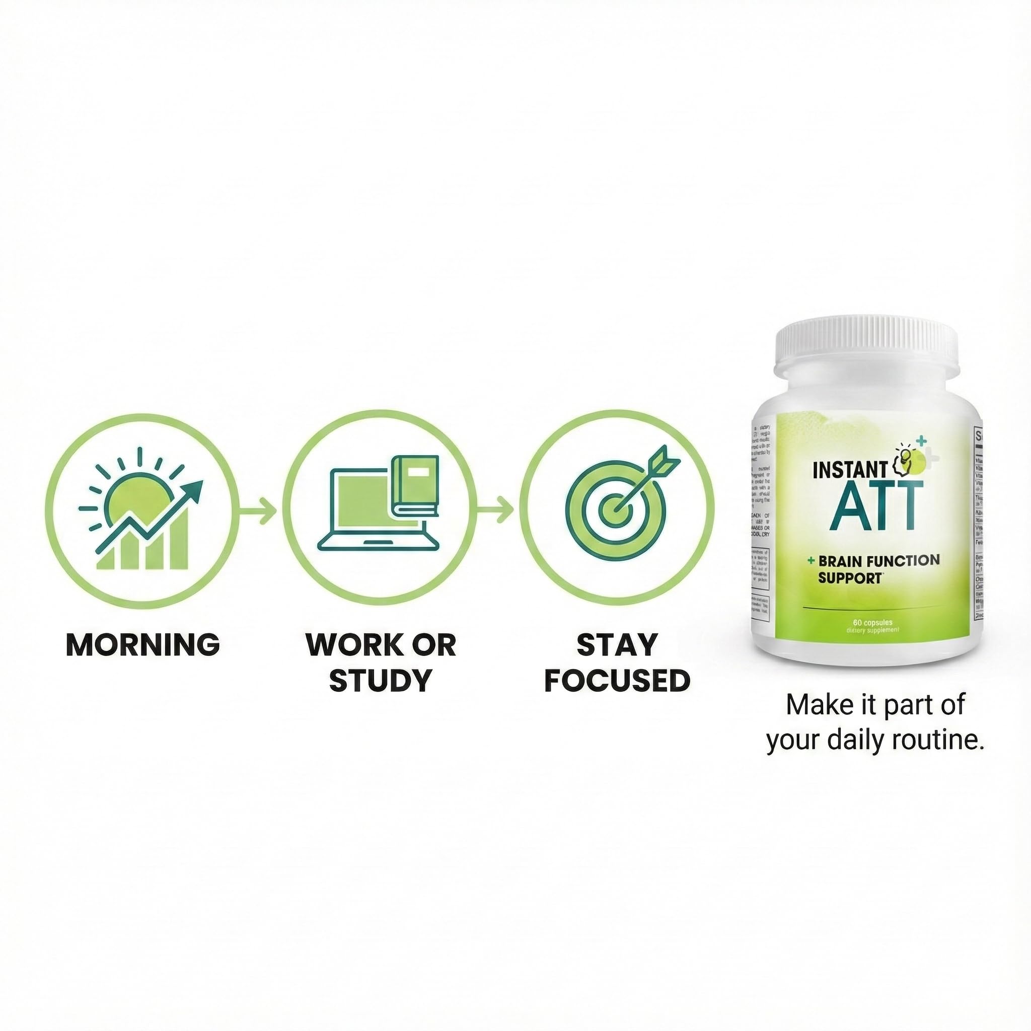 InstantATT - 7-in-1 Caffeine Free Nootropic All-Natural Brain, Focus, Memory Supplement (60 Capsules) Instant Brands Au supplements