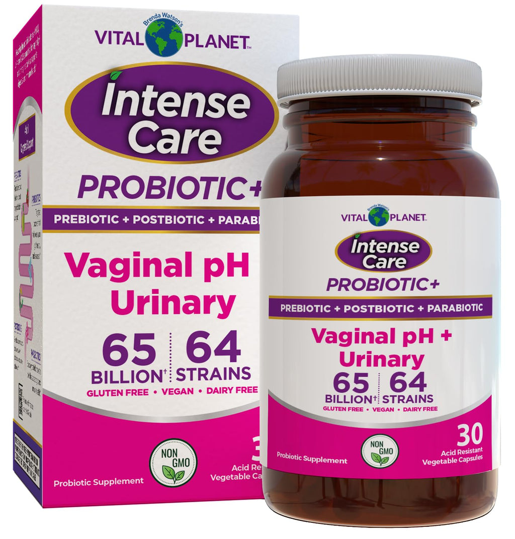 Vital Planet - Intense Care Vaginal pH & Urinary Probiotics, Prebiotics, Postbiotics, Parabiotics, 4-in-1 Refrigerated Supplement for Adults, 65 Billion CFU, 64 Strains, Digestive and Immune, 30 ct Vital Planet Au supplements