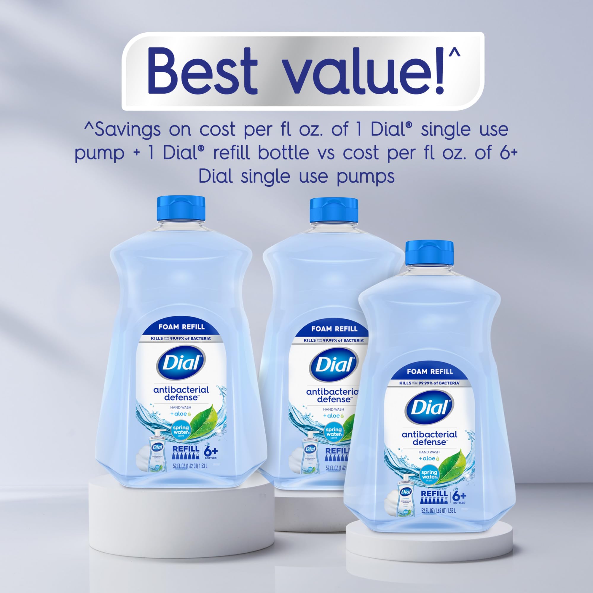 Dial Antibacterial Defense Foaming Hand Soap + Aloe, Spring Water Scent, 52 Fl Oz Hand Soap Refill