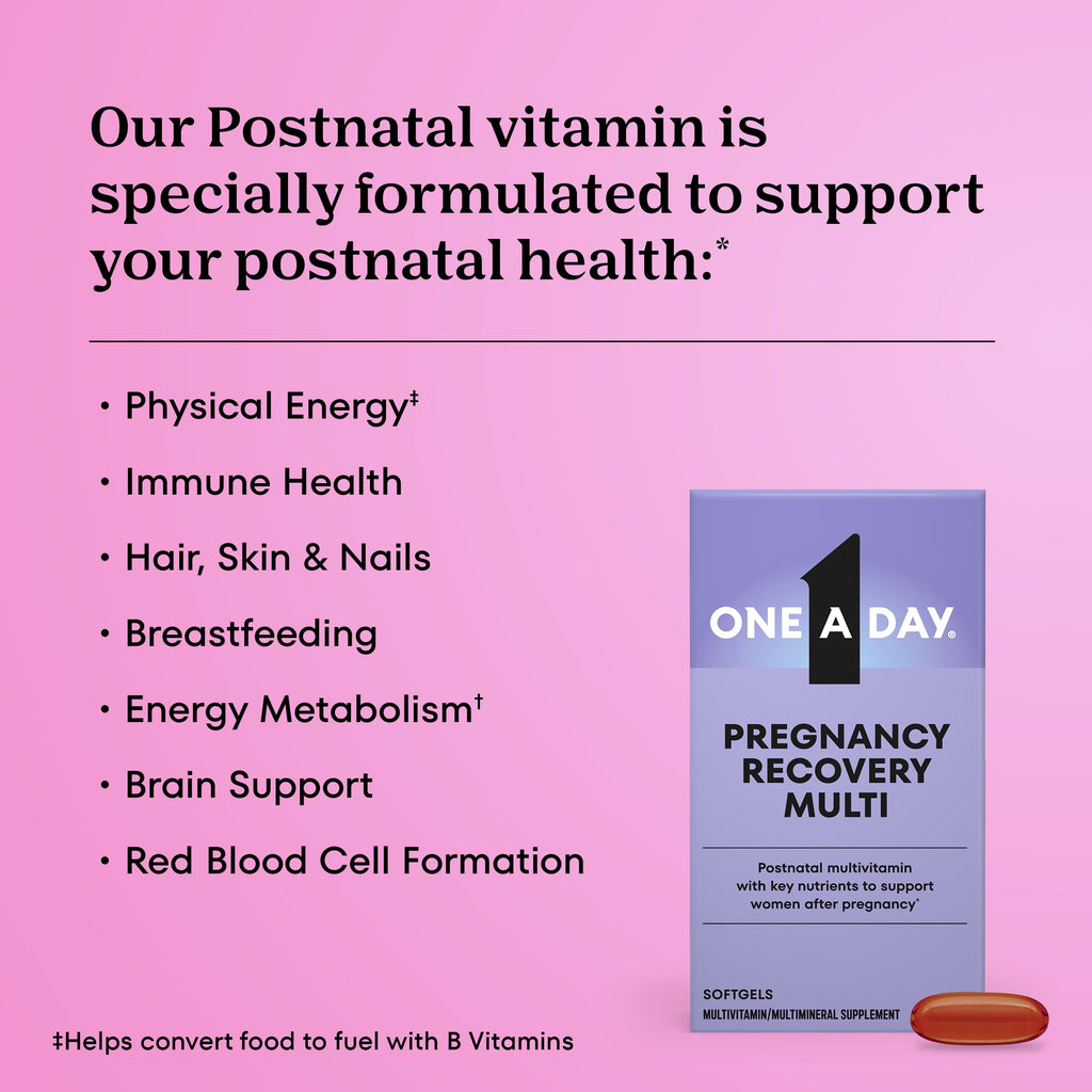 One A Day Postnatal Vitamins for Women, Postnatal Multivitamin with Folic Acid, Omega-3 DHA, B Vitamins, Support Immune Health, Breastfeeding