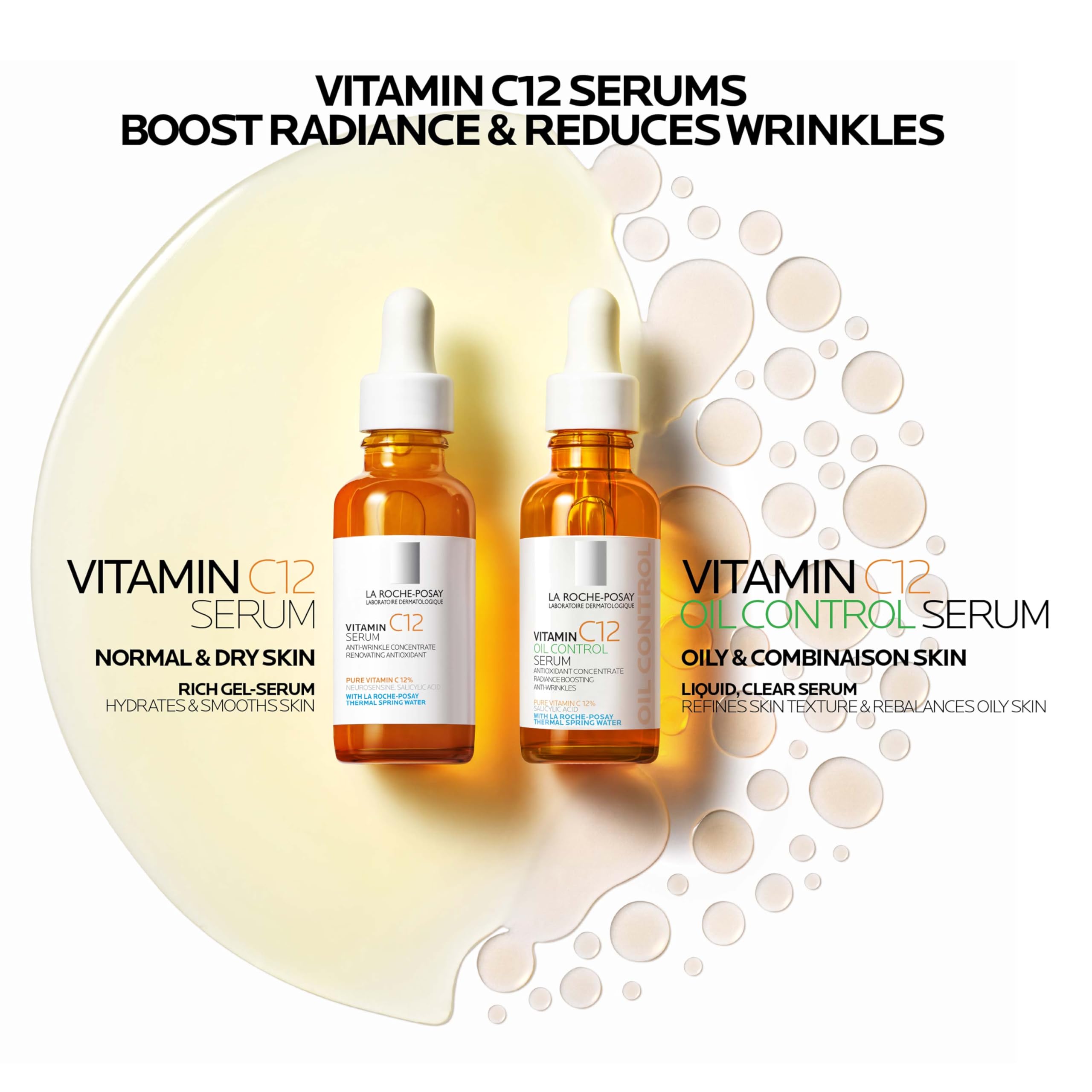 La Roche-Posay Pure Vitamin C Serum For Face With Hyaluronic Acid & Salicylic Acid, Hydrating & Brightening Serum