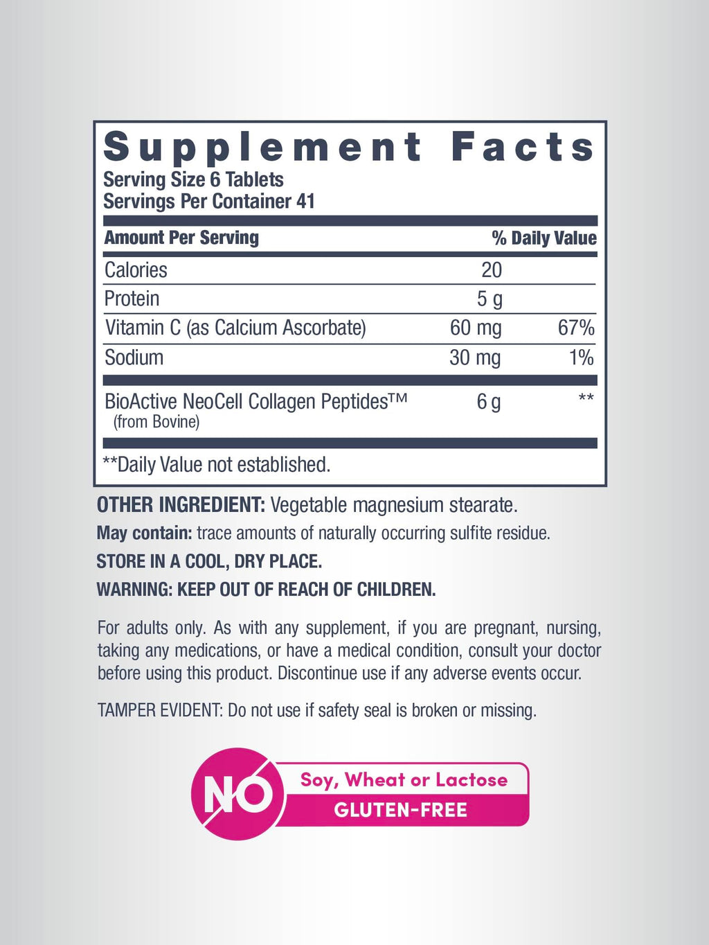 NeoCell Collagen Peptides | 250 Tablets | with Vitamin C | Grassfed Supplement | Hair, Skin, & Nails | for Women and Men